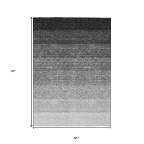 Homeroots 3' Beige And Ivory Ombre Area Rug - Stylish, Washable Design For Indoor & Outdoor Use, Durable Fun! 5' X 8' Polyester 595788