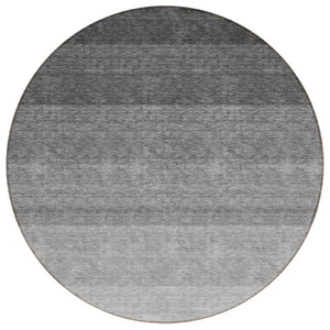 HomeRoots 5' Black and Ivory Ombre Area Rug – Durable, Washable, Stylish for Indoor or Outdoor Spaces 8' Round 595789