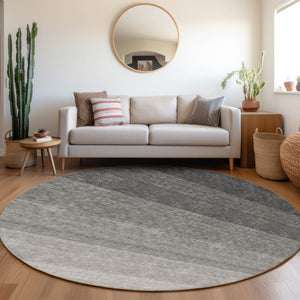 Homeroots 3' Beige And Ivory Ombre Area Rug - Stylish, Washable Design For Indoor & Outdoor Use, Durable Fun! 8' Round Polyester 595789