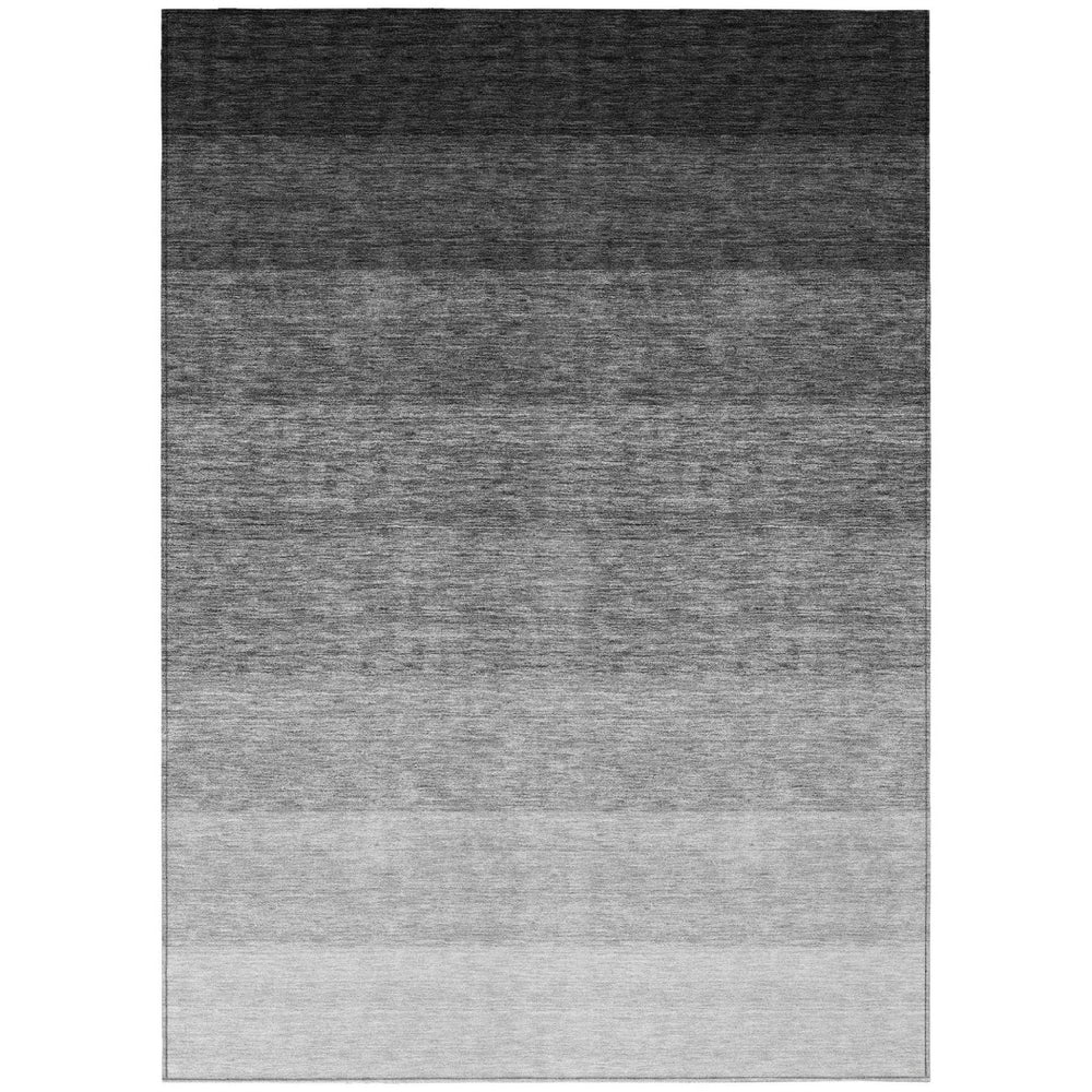 HomeRoots 5' Black and Ivory Ombre Area Rug – Durable, Washable, Stylish for Indoor or Outdoor Spaces 8' X 10' 595790