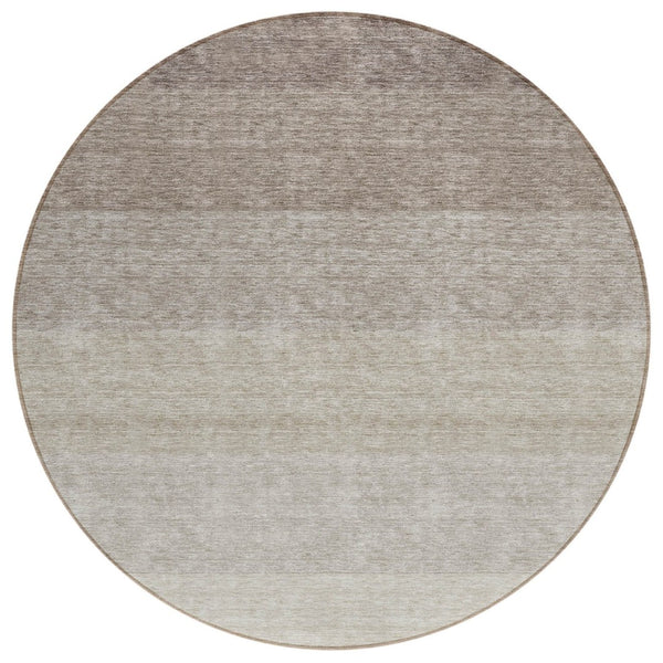 HomeRoots 5' Brown and Ivory Ombre Area Rug - Stylish, Durable, and Washable for Indoor and Outdoor Spaces 8' Round 595795