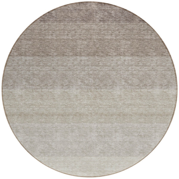 Homeroots 3' Beige And Ivory Ombre Area Rug - Stylish, Washable Design For Indoor & Outdoor Use, Durable Fun! 8' Round Polyester 595795