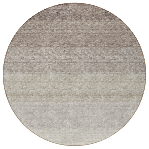 Homeroots 3' Beige And Ivory Ombre Area Rug - Stylish, Washable Design For Indoor & Outdoor Use, Durable Fun! 8' Round Polyester 595795