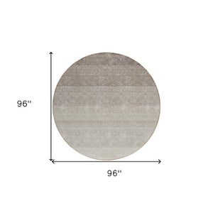 Homeroots 3' Beige And Ivory Ombre Area Rug - Stylish, Washable Design For Indoor & Outdoor Use, Durable Fun! 8' Round Polyester 595795