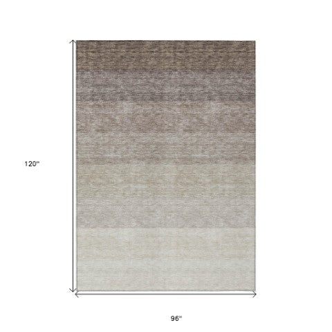 Homeroots 3' Beige And Ivory Ombre Area Rug - Stylish, Washable Design For Indoor & Outdoor Use, Durable Fun! 8' X 10' Polyester 595796