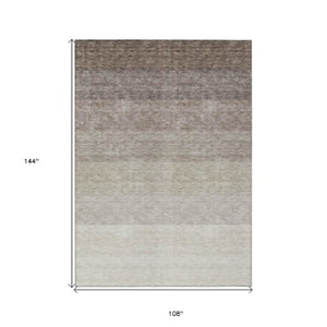 Homeroots 3' Beige And Ivory Ombre Area Rug - Stylish, Washable Design For Indoor & Outdoor Use, Durable Fun! 9' X 12' Polyester 595797