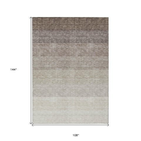 Homeroots 3' Beige And Ivory Ombre Area Rug - Stylish, Washable Design For Indoor & Outdoor Use, Durable Fun! 9' X 12' Polyester 595797