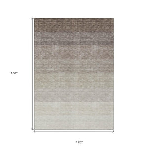 Homeroots 3' Beige And Ivory Ombre Area Rug - Stylish, Washable Design For Indoor & Outdoor Use, Durable Fun! 10' X 14' Polyester 595798