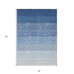 Homeroots 3' Beige And Ivory Ombre Area Rug - Stylish, Washable Design For Indoor & Outdoor Use, Durable Fun! 3' X 5' Polyester 595799