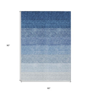 Homeroots 3' Beige And Ivory Ombre Area Rug - Stylish, Washable Design For Indoor & Outdoor Use, Durable Fun! 5' X 8' Polyester 595800