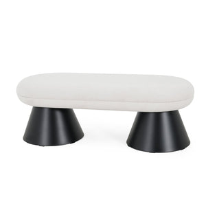 English Elm Christopher Knight Home® - Dining Modern Farmhouse 50.75" Storage Bench with Beige Upholstery, Black Iron Legs, 300lb Capacity N779P252594B_N779P252595B