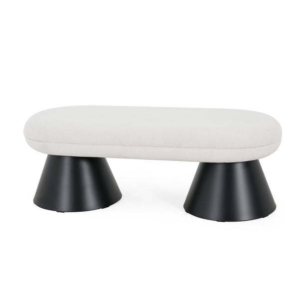 English Elm Christopher Knight Home® - Dining Modern Farmhouse 50.75" Storage Bench with Beige Upholstery, Black Iron Legs, 300lb Capacity N779P252594B_N779P252595B