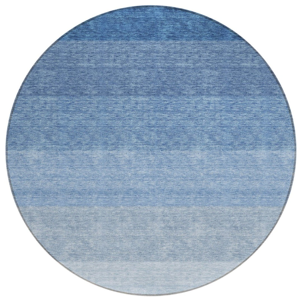 HomeRoots 5' Blue and Gray Ombre Area Rug - Stylish, Washable Indoor/Outdoor Solution for Modern Spaces 8' Round 595801