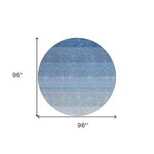 Homeroots 3' Beige And Ivory Ombre Area Rug - Stylish, Washable Design For Indoor & Outdoor Use, Durable Fun! 8' Round Polyester 595801