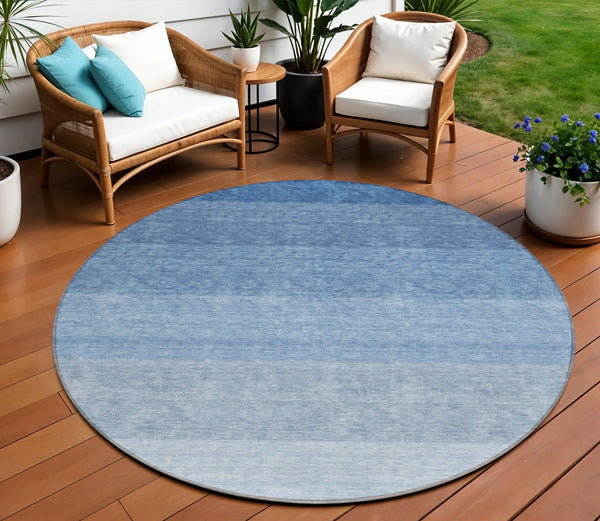 Homeroots 3' Beige And Ivory Ombre Area Rug - Stylish, Washable Design For Indoor & Outdoor Use, Durable Fun! 8' Round Polyester 595801
