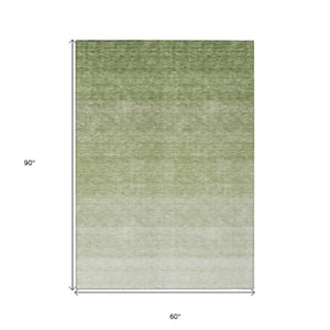 Homeroots 3' Beige And Ivory Ombre Area Rug - Stylish, Washable Design For Indoor & Outdoor Use, Durable Fun! 5' X 8' Polyester 595806