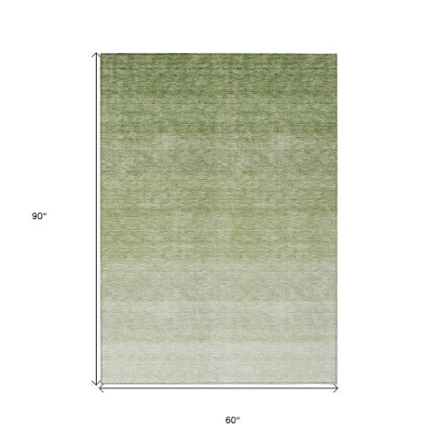 Homeroots 3' Beige And Ivory Ombre Area Rug - Stylish, Washable Design For Indoor & Outdoor Use, Durable Fun! 5' X 8' Polyester 595806