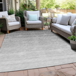 Homeroots 3' Beige And Ivory Ombre Area Rug - Stylish, Washable Design For Indoor & Outdoor Use, Durable Fun! 8' X 10' Polyester 595814