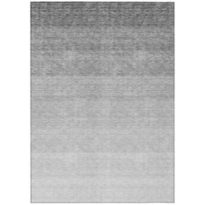 HomeRoots 9' X 12' Ombre Gray Area Rug - Stylish & Washable Indoor/Outdoor Solution for High-Traffic Spaces 595815