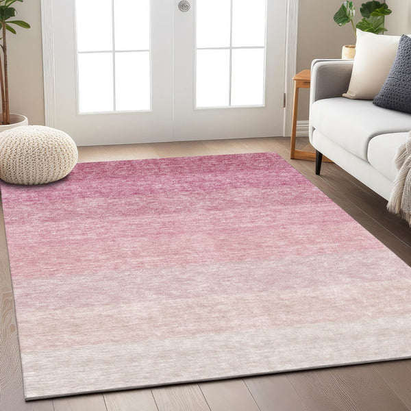 Homeroots 3' Beige And Ivory Ombre Area Rug - Stylish, Washable Design For Indoor & Outdoor Use, Durable Fun! 3' X 5' Polyester 595817