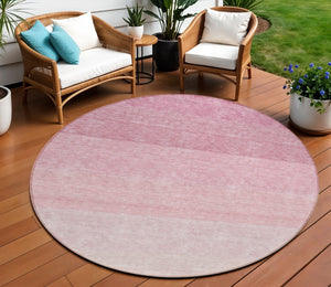 Homeroots 3' Beige And Ivory Ombre Area Rug - Stylish, Washable Design For Indoor & Outdoor Use, Durable Fun! 8' Round Polyester 595819