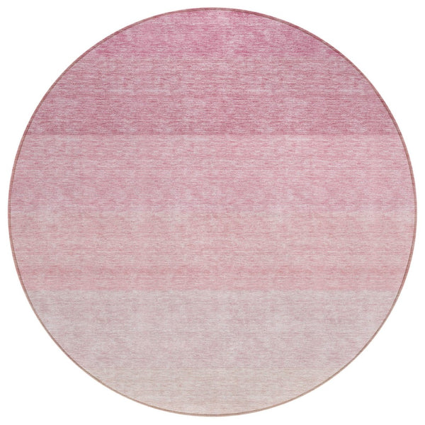 HomeRoots 5' Pink-to-Ivory Ombre Area Rug - Stylish, Washable, Durable for Indoor & Outdoor Spaces, Easy Care 8' Round 595819