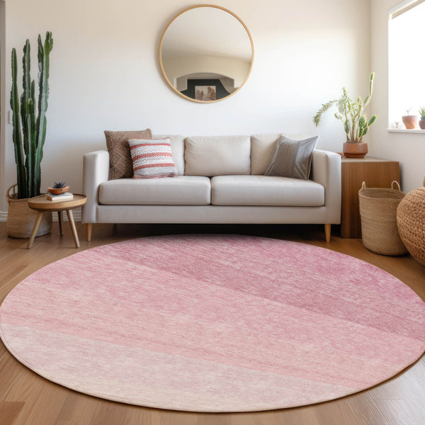 Homeroots 3' Beige And Ivory Ombre Area Rug - Stylish, Washable Design For Indoor & Outdoor Use, Durable Fun! 8' Round Polyester 595819