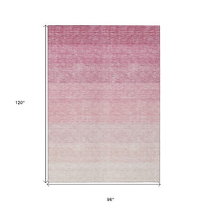 Homeroots 3' Beige And Ivory Ombre Area Rug - Stylish, Washable Design For Indoor & Outdoor Use, Durable Fun! 8' X 10' Polyester 595820