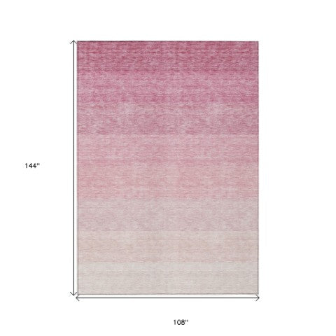 Homeroots 3' Beige And Ivory Ombre Area Rug - Stylish, Washable Design For Indoor & Outdoor Use, Durable Fun! 9' X 12' Polyester 595821