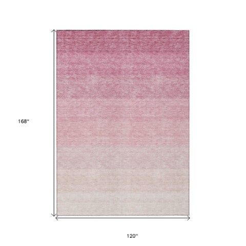 Homeroots 3' Beige And Ivory Ombre Area Rug - Stylish, Washable Design For Indoor & Outdoor Use, Durable Fun! 10' X 14' Polyester 595822