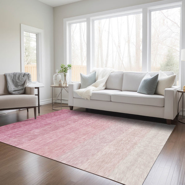 Homeroots 3' Beige And Ivory Ombre Area Rug - Stylish, Washable Design For Indoor & Outdoor Use, Durable Fun! 10' X 14' Polyester 595822