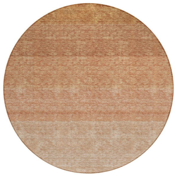 HomeRoots 5' Copper and Beige Ombre Area Rug – Stylish, Washable, and Durable for Indoor and Outdoor Use 8' Round 595825