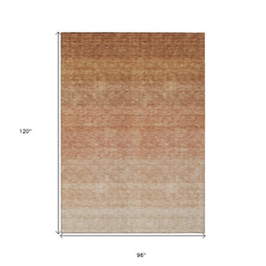 Homeroots 3' Beige And Ivory Ombre Area Rug - Stylish, Washable Design For Indoor & Outdoor Use, Durable Fun! 8' X 10' Polyester 595826