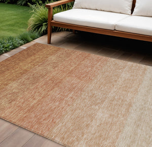 Homeroots 3' Beige And Ivory Ombre Area Rug - Stylish, Washable Design For Indoor & Outdoor Use, Durable Fun! 9' X 12' Polyester 595827