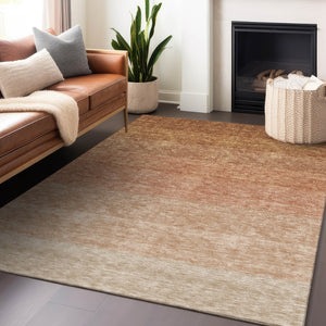 Homeroots 3' Beige And Ivory Ombre Area Rug - Stylish, Washable Design For Indoor & Outdoor Use, Durable Fun! 9' X 12' Polyester 595827