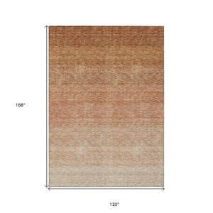 Homeroots 3' Beige And Ivory Ombre Area Rug - Stylish, Washable Design For Indoor & Outdoor Use, Durable Fun! 10' X 14' Polyester 595828