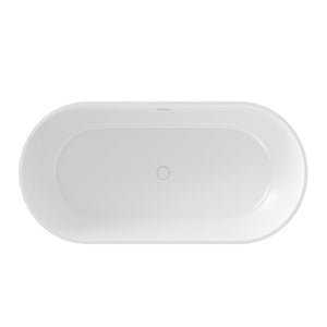 English Elm 59" Stone Resin Freestanding Soaking Tub Spa Grade Oval Design for Modern Baths Glossy White W1920P410060