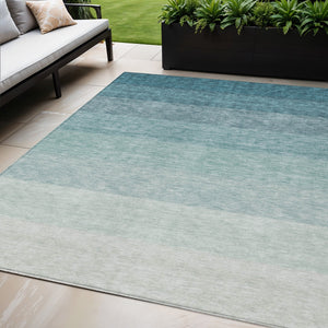 Homeroots 3' Beige And Ivory Ombre Area Rug - Stylish, Washable Design For Indoor & Outdoor Use, Durable Fun! 5' X 8' Polyester 595836
