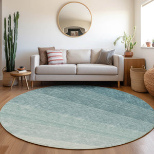 Homeroots 3' Beige And Ivory Ombre Area Rug - Stylish, Washable Design For Indoor & Outdoor Use, Durable Fun! 8' Round Polyester 595837
