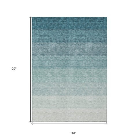 Homeroots 3' Beige And Ivory Ombre Area Rug - Stylish, Washable Design For Indoor & Outdoor Use, Durable Fun! 8' X 10' Polyester 595838