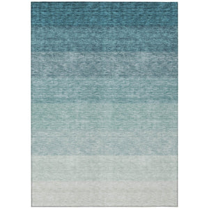 HomeRoots 5' Teal Blue and Ivory Ombre Indoor-Outdoor Area Rug - Durable, Stylish, and Easy to Clean for Any Space 8' X 10' 595838