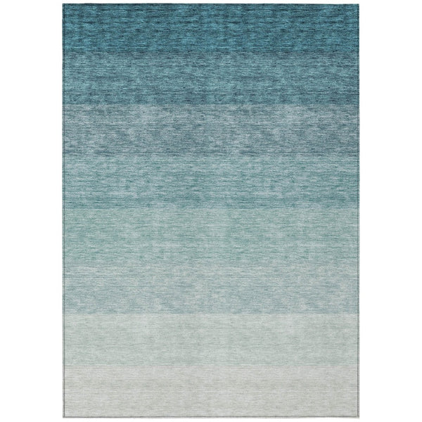 HomeRoots 5' Teal Blue and Ivory Ombre Indoor-Outdoor Area Rug - Durable, Stylish, and Easy to Clean for Any Space 8' X 10' 595838
