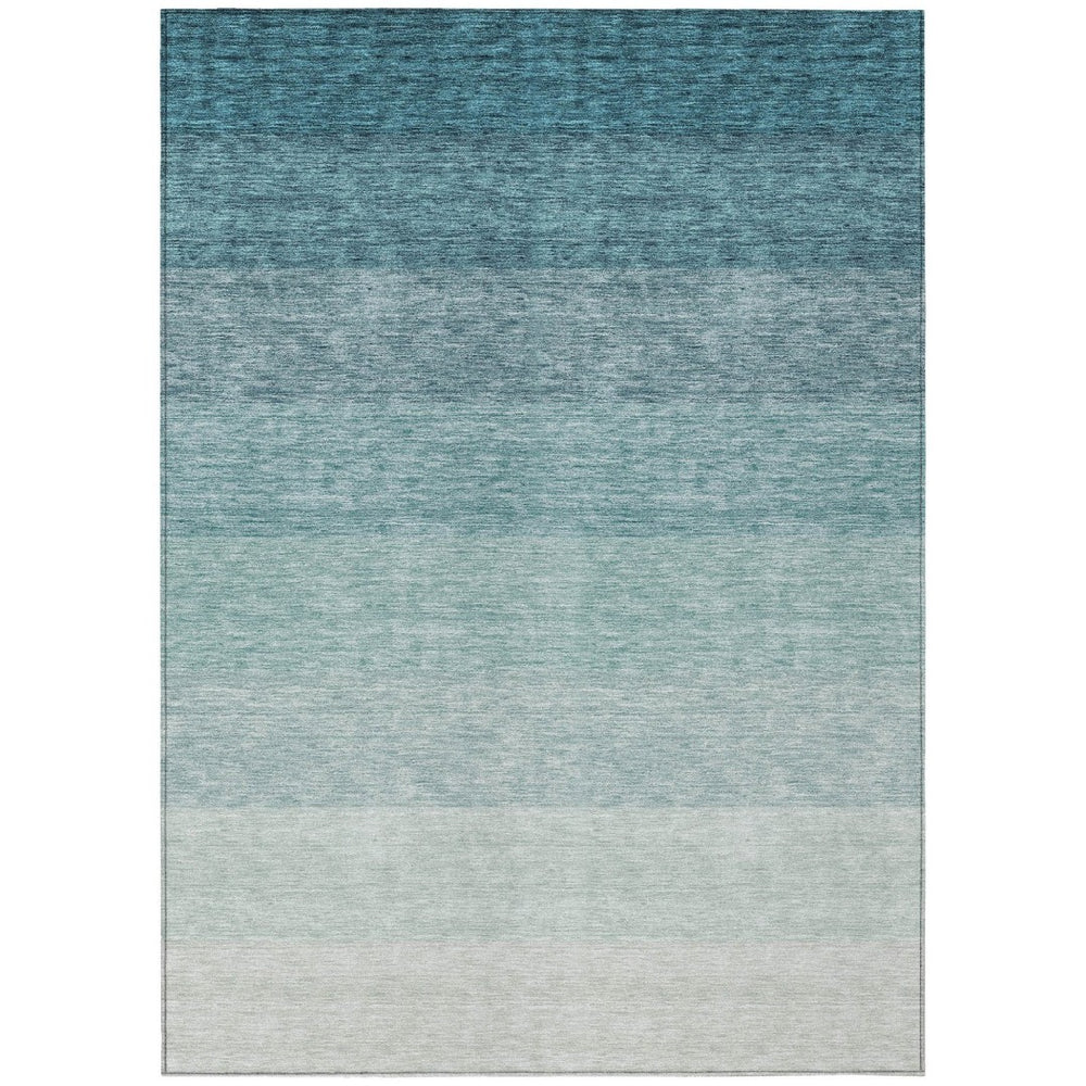 HomeRoots 9' X 12' Teal Blue Ombre Area Rug - Durable, Machine-Washable Design for Indoor & Outdoor Use 595839