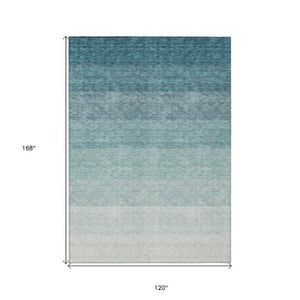 Homeroots 3' Beige And Ivory Ombre Area Rug - Stylish, Washable Design For Indoor & Outdoor Use, Durable Fun! 10' X 14' Polyester 595840