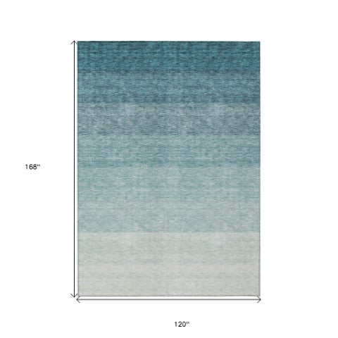 Homeroots 3' Beige And Ivory Ombre Area Rug - Stylish, Washable Design For Indoor & Outdoor Use, Durable Fun! 10' X 14' Polyester 595840