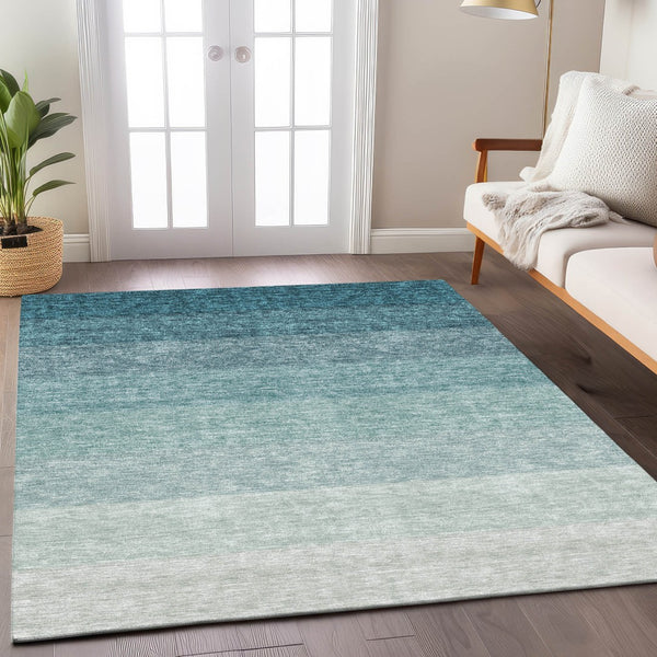 Homeroots 3' Beige And Ivory Ombre Area Rug - Stylish, Washable Design For Indoor & Outdoor Use, Durable Fun! 10' X 14' Polyester 595840