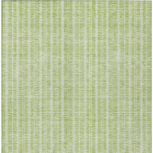 Homeroots 3' Artichoke Green And Ivory Striped Washable Rug For Indoor And Outdoor Spaces - Durable Design 3' X 5' Polyester 595841