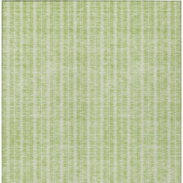 Homeroots 3' Artichoke Green And Ivory Striped Washable Rug For Indoor And Outdoor Spaces - Durable Design 5' X 8' Polyester 595842