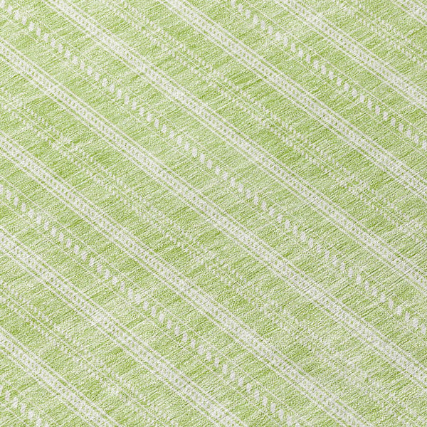 Homeroots 3' Artichoke Green And Ivory Striped Washable Rug For Indoor And Outdoor Spaces - Durable Design 8' Round Polyester 595843