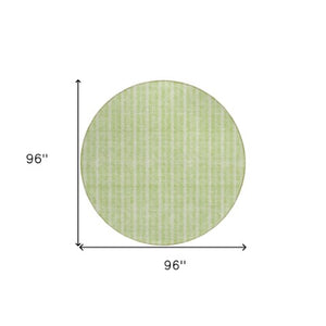 Homeroots 3' Artichoke Green And Ivory Striped Washable Rug For Indoor And Outdoor Spaces - Durable Design 8' Round Polyester 595843
